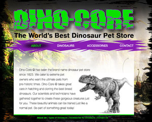 The about page - selling dinosaurs