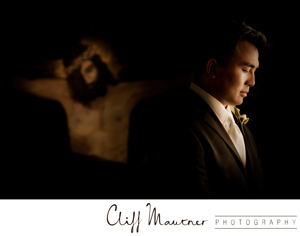 Groom praying at basilica